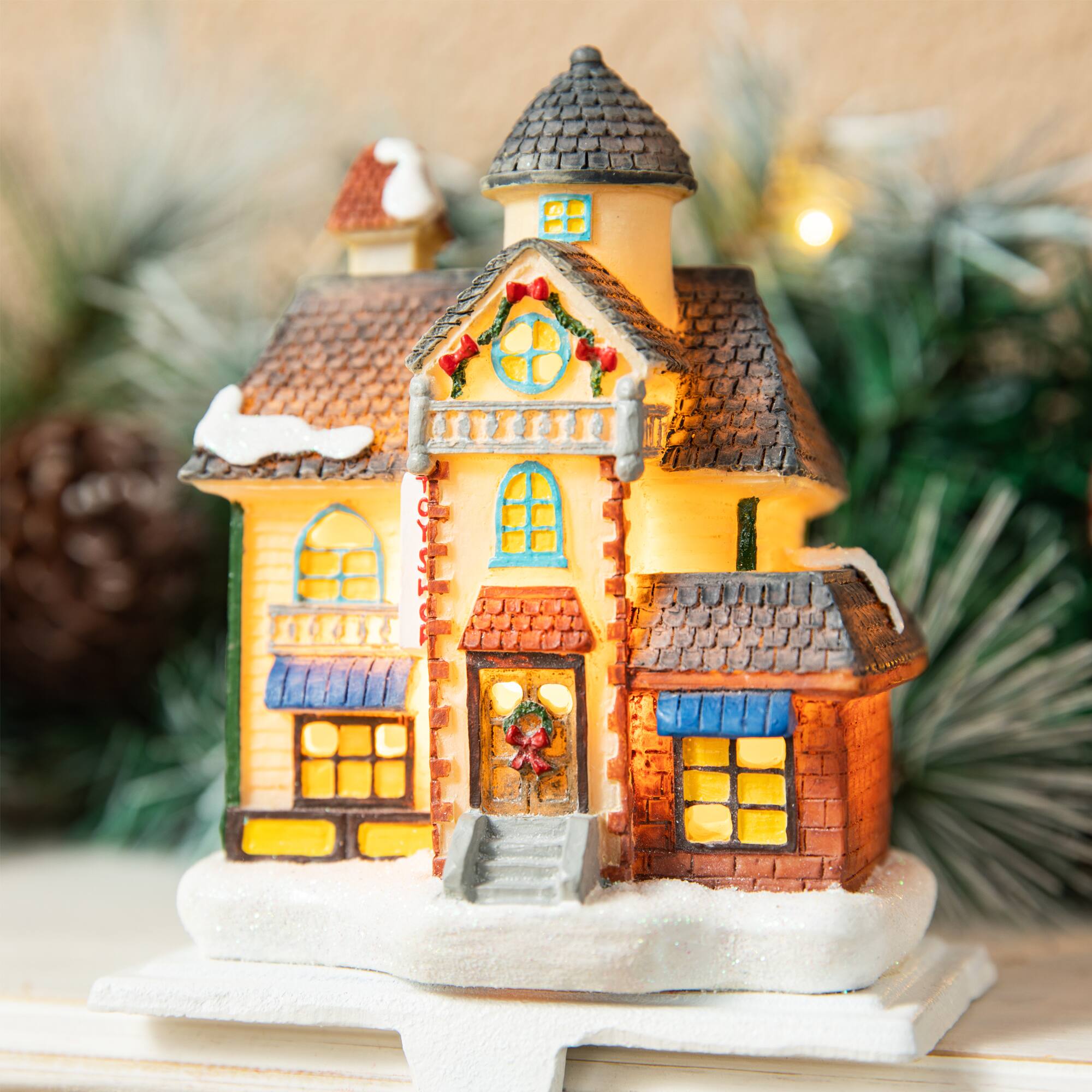 Glitzhome® 6" Lighted House Stocking Holder Set